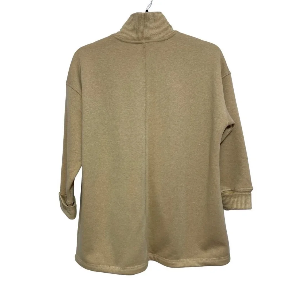 ISAAC MIZRAHI LIVE! Open Cardigan Duster Size Medium Tan Thick Knit Thigh Length - Picture 2 of 16